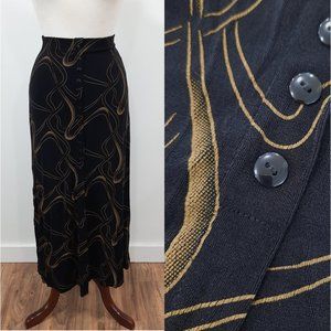 Vtg 90s slinky maxi button skirt - Susan Lawrence brand